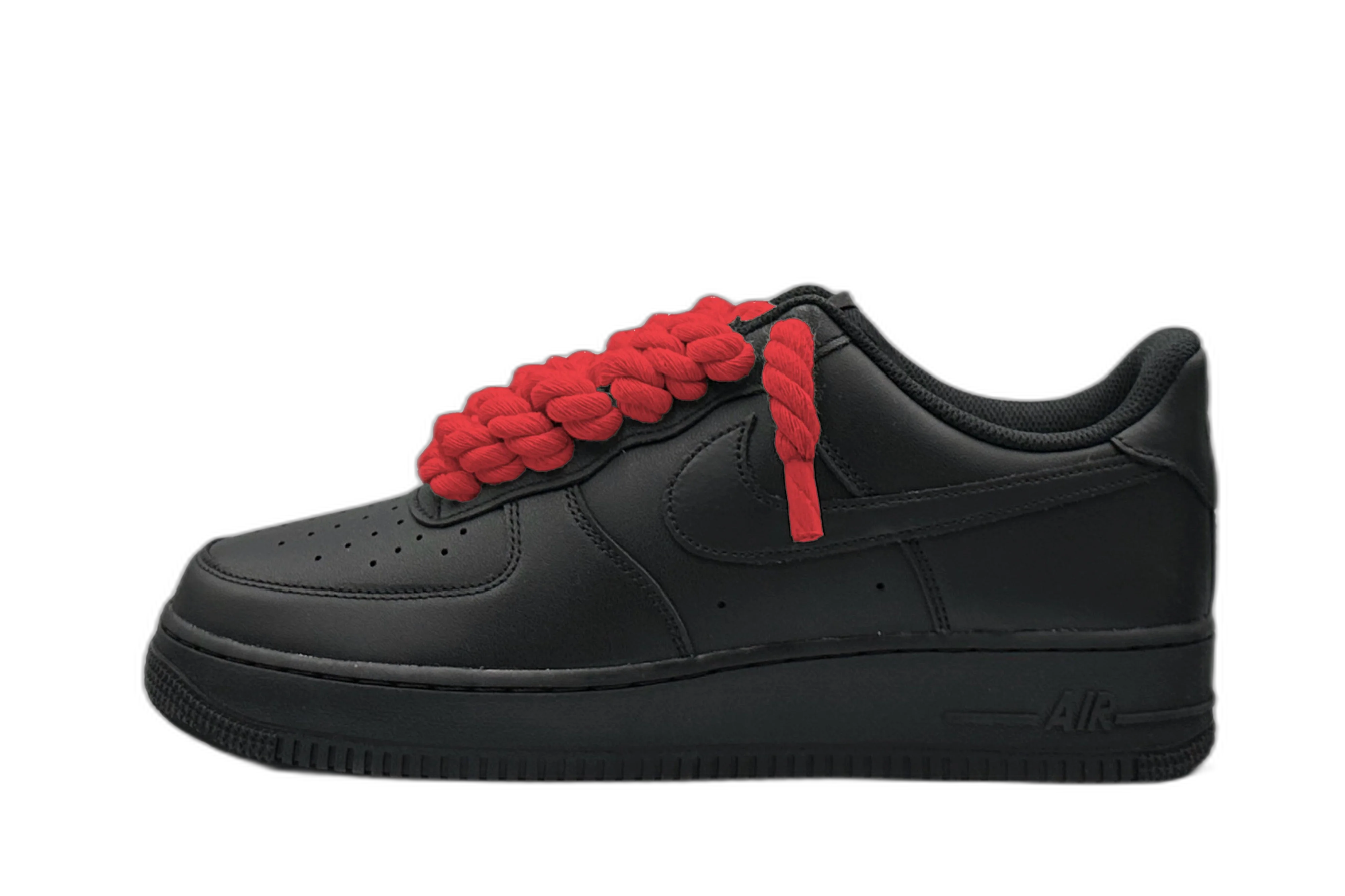 Nike Air Force 1 Low ‘07 Black / Red Rope Laces