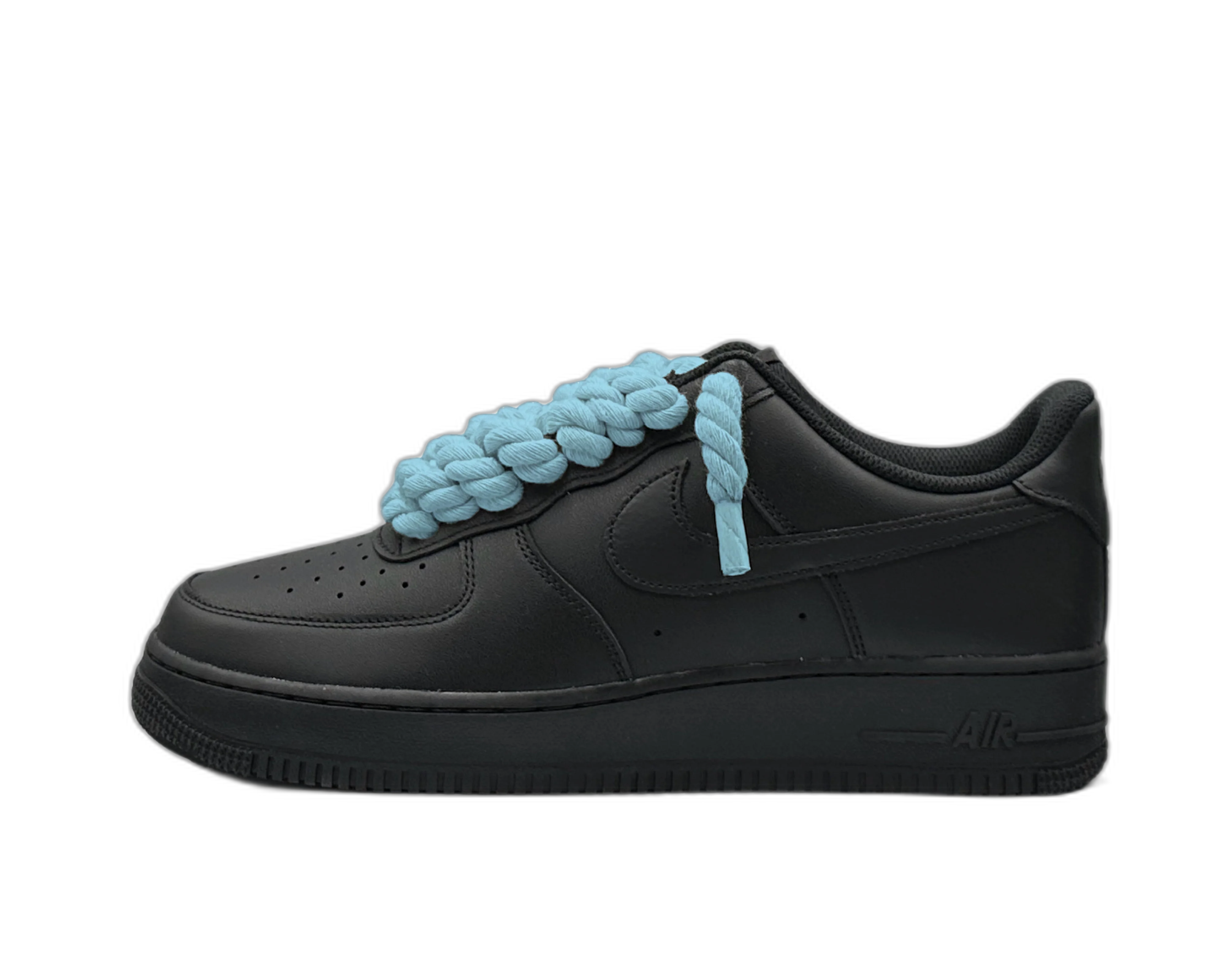 Nike Air Force 1 Low ‘07 Black / Ice Blue Rope Laces