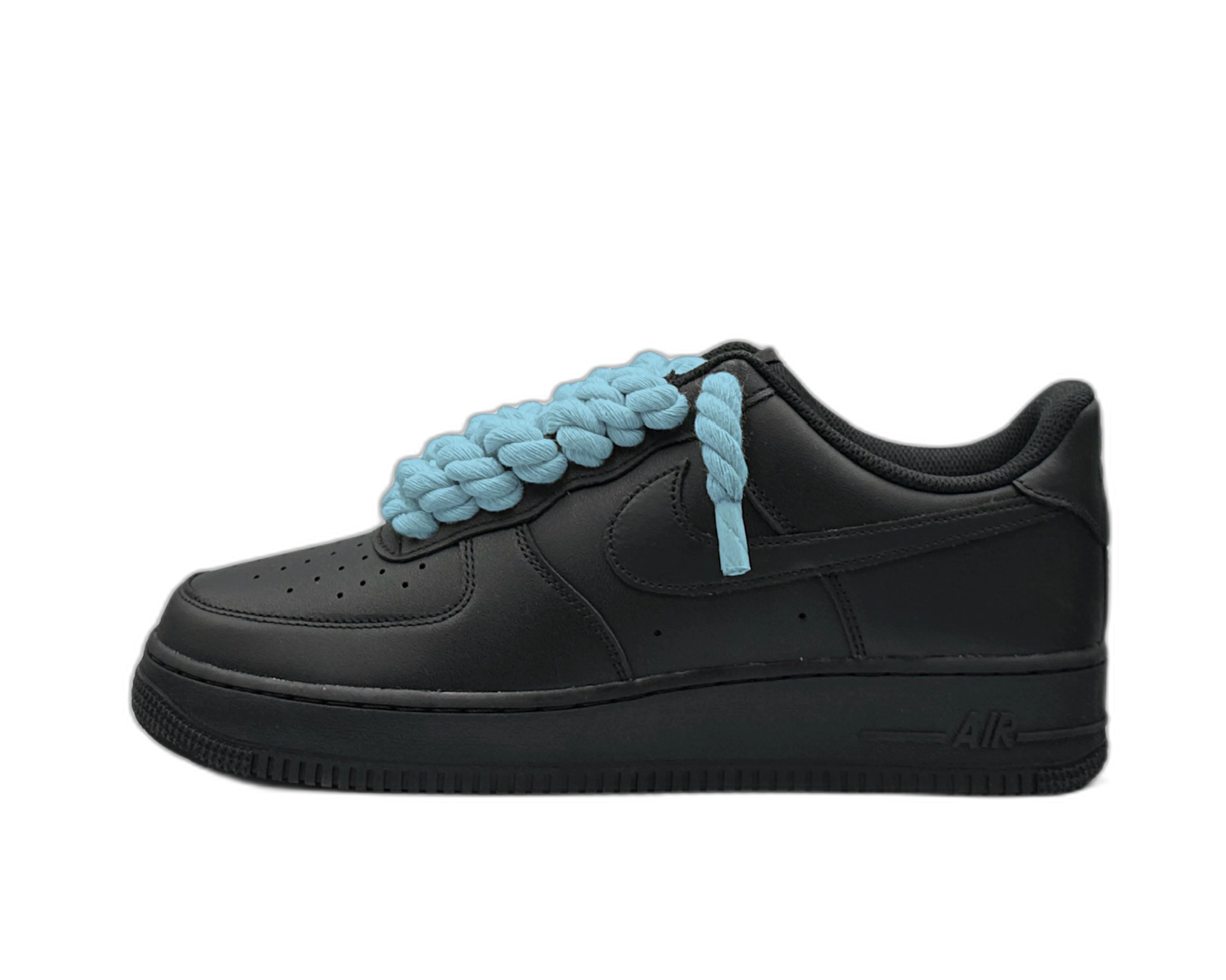Nike Air Force 1 Low ‘07 Black / Ice Blue Rope Laces