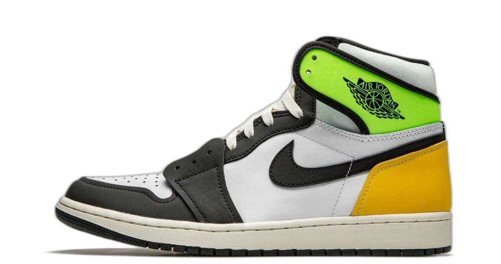 Jordan 1 Retro High White Black Volt University Gold