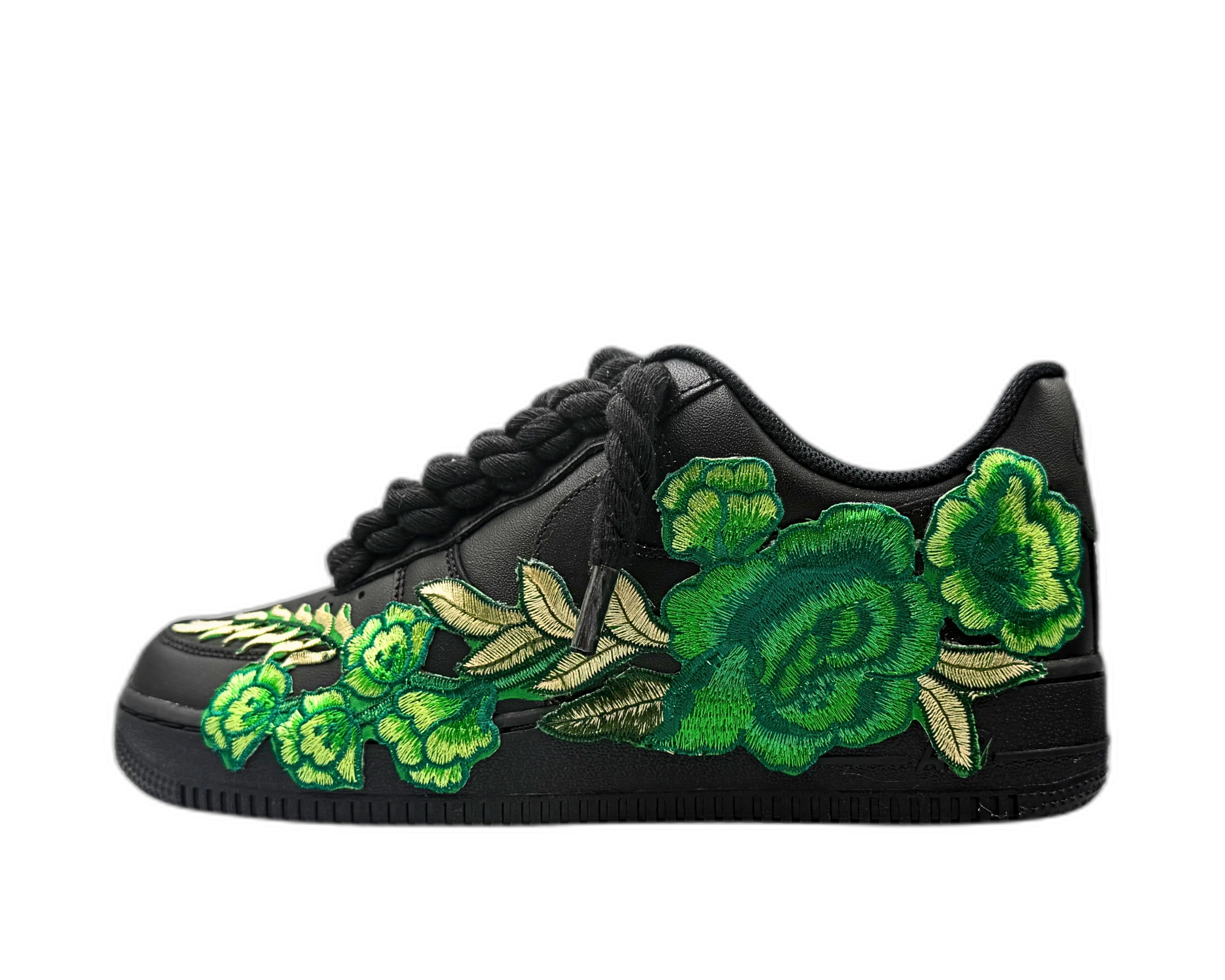 Nike Air Force 1 Low ‘07 Black / Green Rose Rope Laces