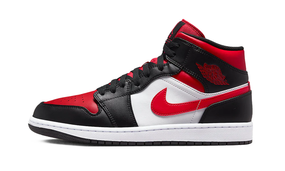 Jordan 1 Mid White Black Red