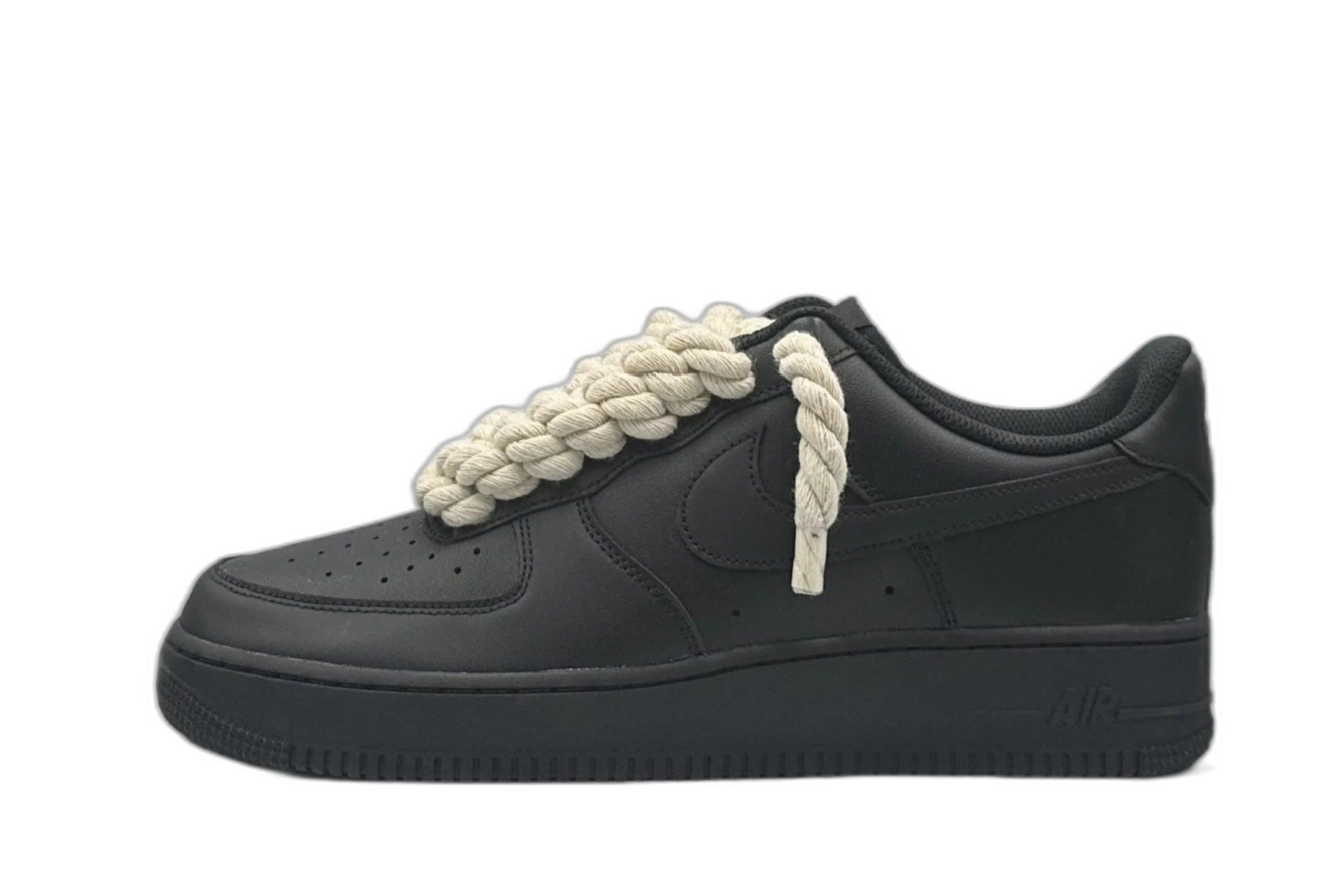 Nike Air Force 1 Low ‘07 Black / Beige Rope Laces