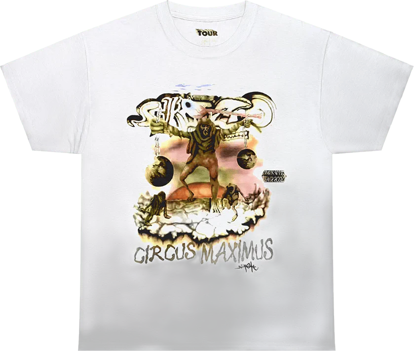 Travis Scott Utopia Tour Skitzo Circus Maximus Tee White